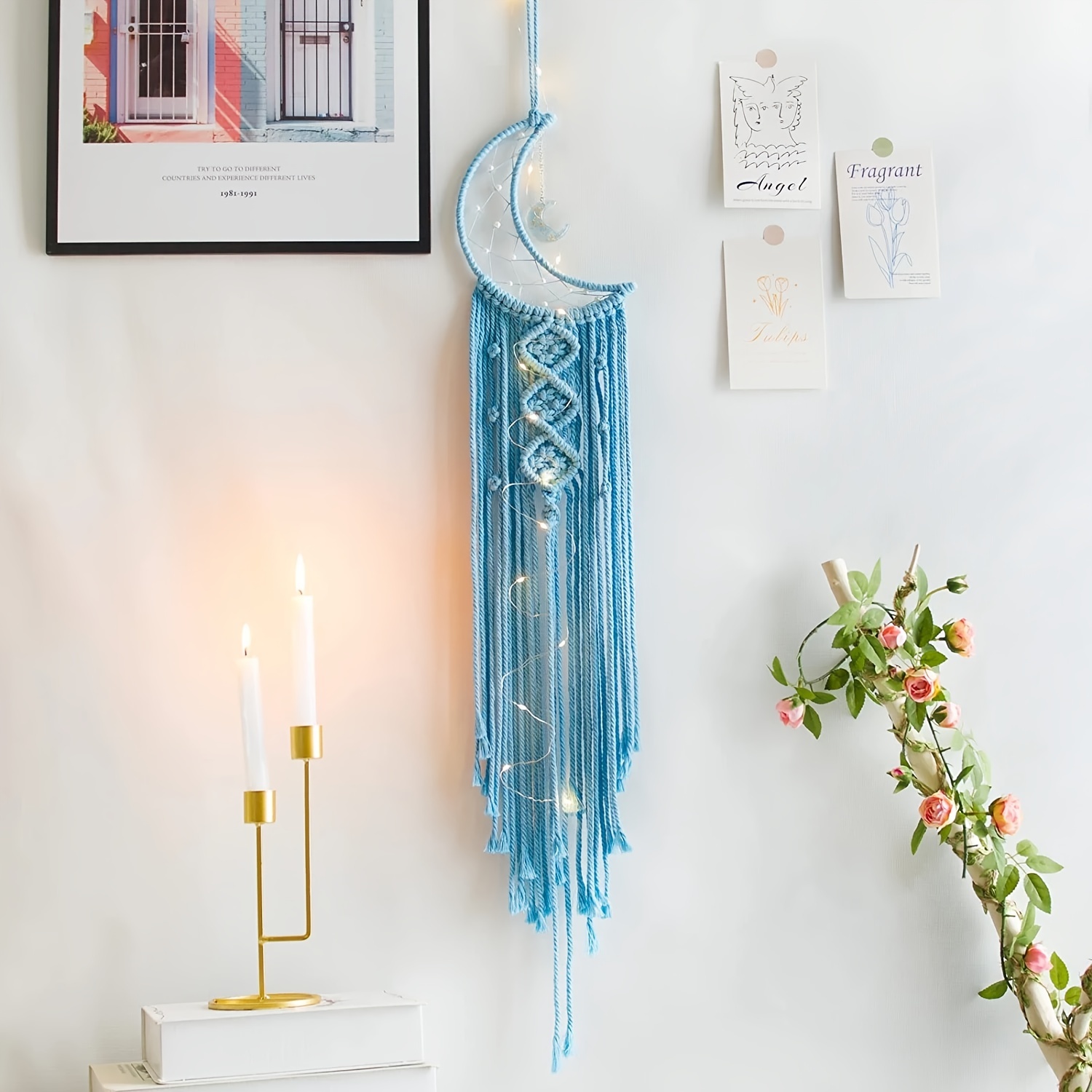 Dream Catcher Lights Bohemian Style Moon Shaped Long Tassel - Temu