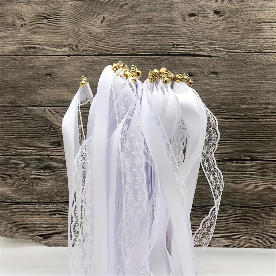 Wedding Wands / Wedding Ribbon Wands / Wedding Bells / Wedding /ivory /  Lace /wedding Favors / 
