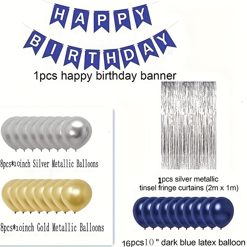 Happy Birthday Decorations Set Foil Banners Balloons Party