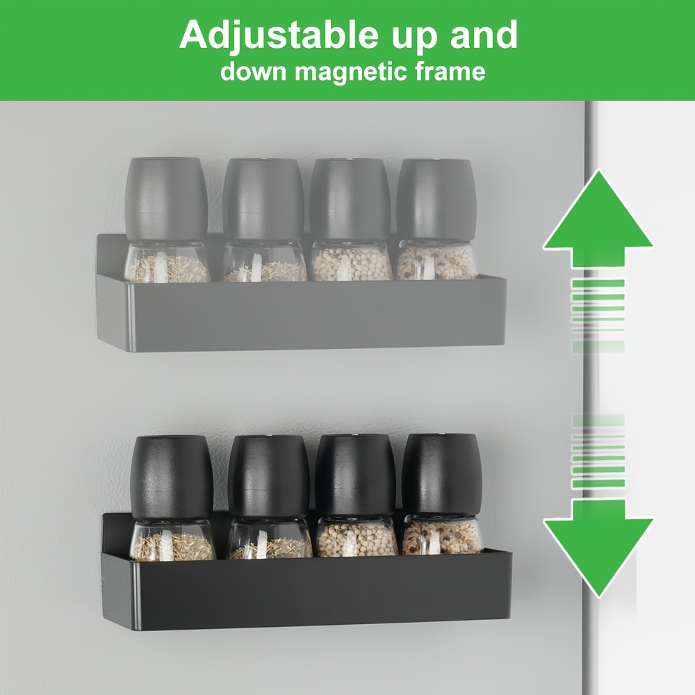 Organizzatore Magnetico Per Frigorifero 4 Piatte Porta Spezie Con Ganci Magnetici Grande Ripiano E Pellicola Trasparente