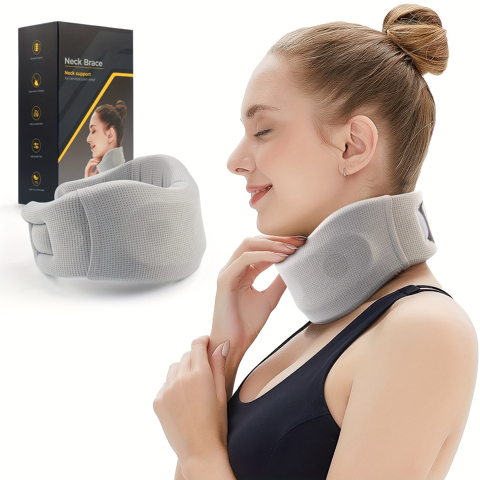 Soft Foam Neck Brace Universal Cervical Collar, Adjustable Support Brace  for Sleeping - Relieves Pain and Spine Pressure, Neck Collar After Whiplash