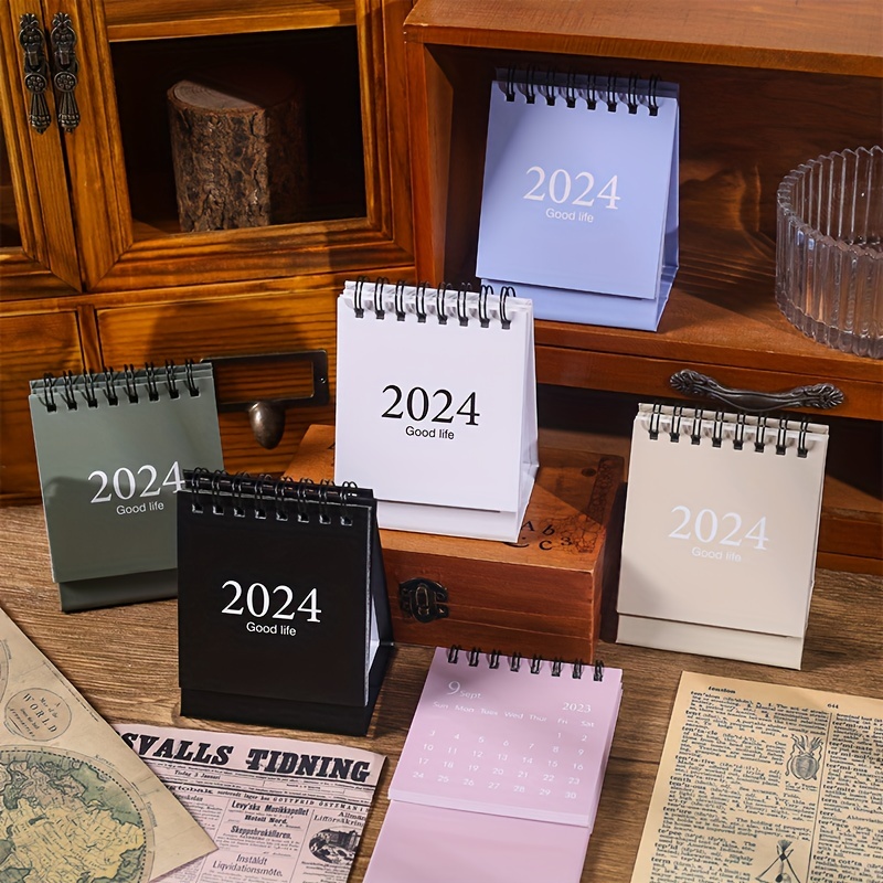 Mini Calendrier Bureau Simple 2024 Calendrier Bureau Morandi - Temu France