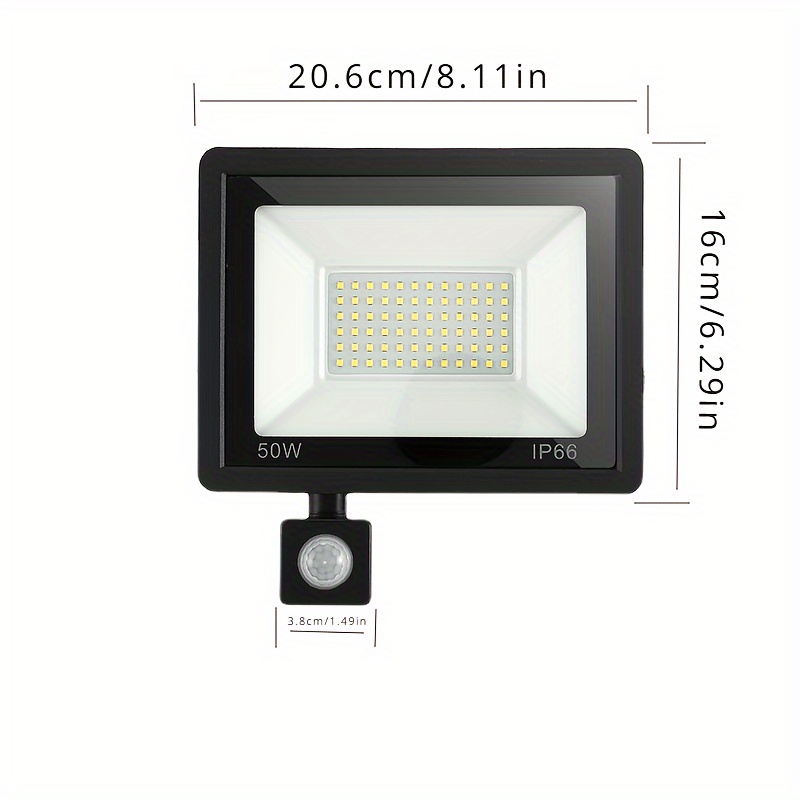 1pc Foco Led Exterior Sensor Movimiento, 50w 5000lm Proyector Led 6500k  Blanco Frío Ultra Brillante, Foco Exterior Impermeable Ip66, Sensor  Movimiento, Adecuado Jardines, Patios, Garajes, Áreas Residenciales,  Hoteles