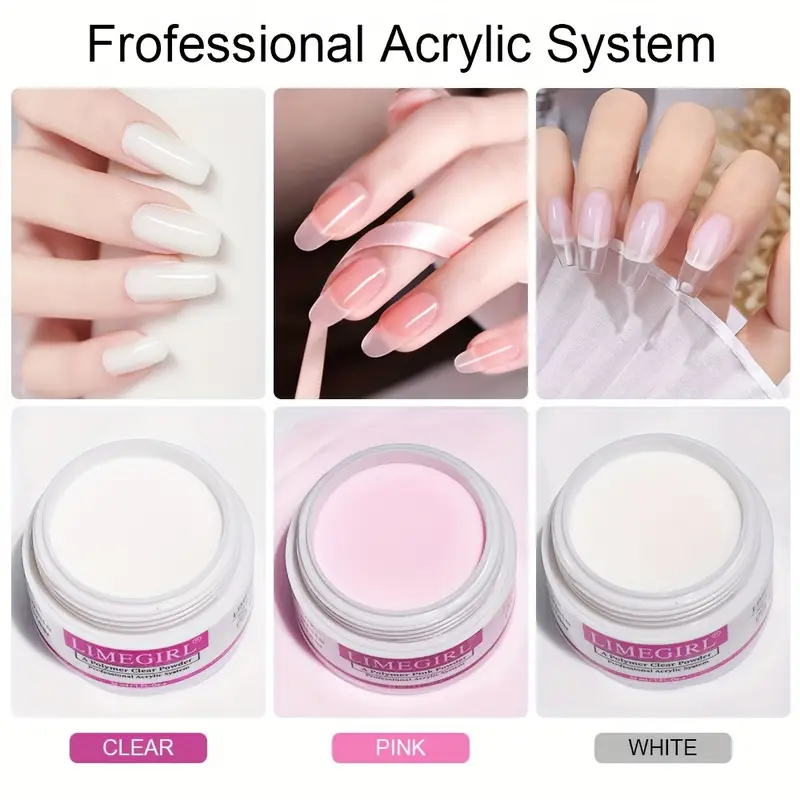 professional acrylic nail kit polymer crystals for nails small tips with acrylic gel polisher and nail artist decorations compact handheld led lamp included details 0