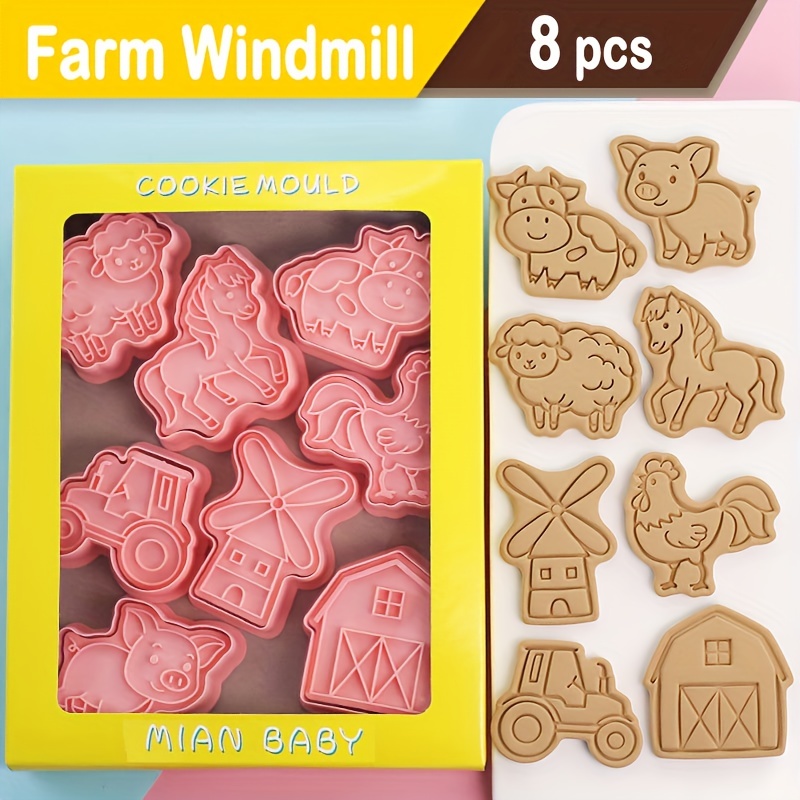 

8pcs Cartoon Farm Animal Cookie Cutters Cow Chick Pig Horse Sheep 3d Fondant Baking Cookie Tools Boy Girl Diy Baking Moulds Birthday Gifts
