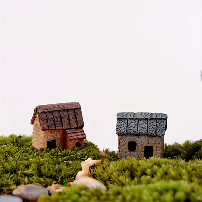 6 pcs Mini Maison Résine Statues Accessoires, Miniature Village Hutte  Figurine Cottage, DIY Fée Jardin Micro Paysage Décor, Pour Bonsaï Succulent