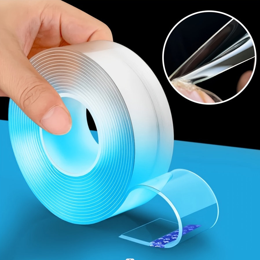 Clear Double Sided Tape 2 Rolls Clear Removable Wall Safe Heavy Duty Double  Sides Self Sticky Wall Fabric Tape for Arts, Crafts, Photography