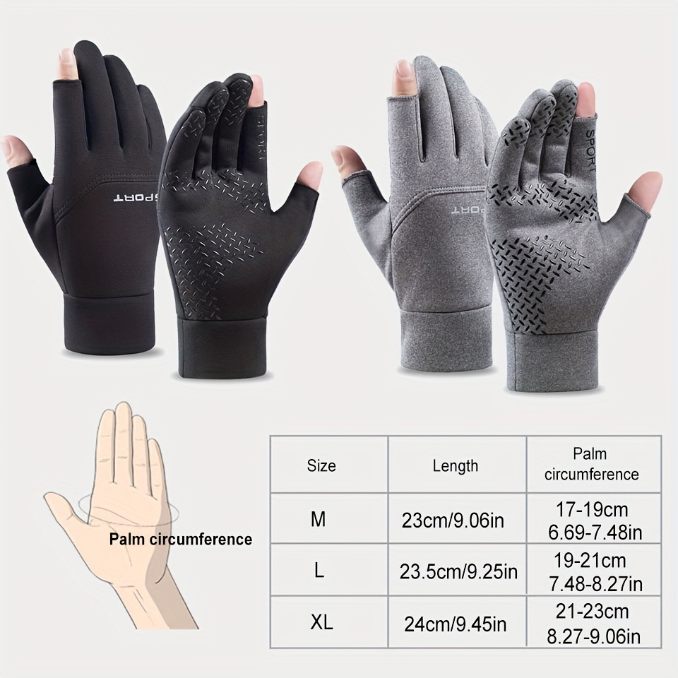 1pari Two finger Cut Fishing Gloves Autumn Winter Fishing - Temu