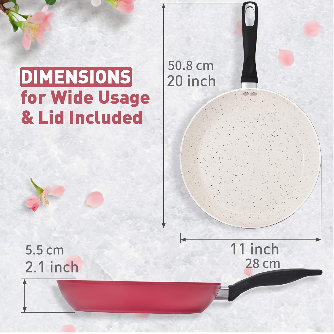 Sartén Antiadherente 28 Cm Sartenes De Mármol Con Tapa blanco