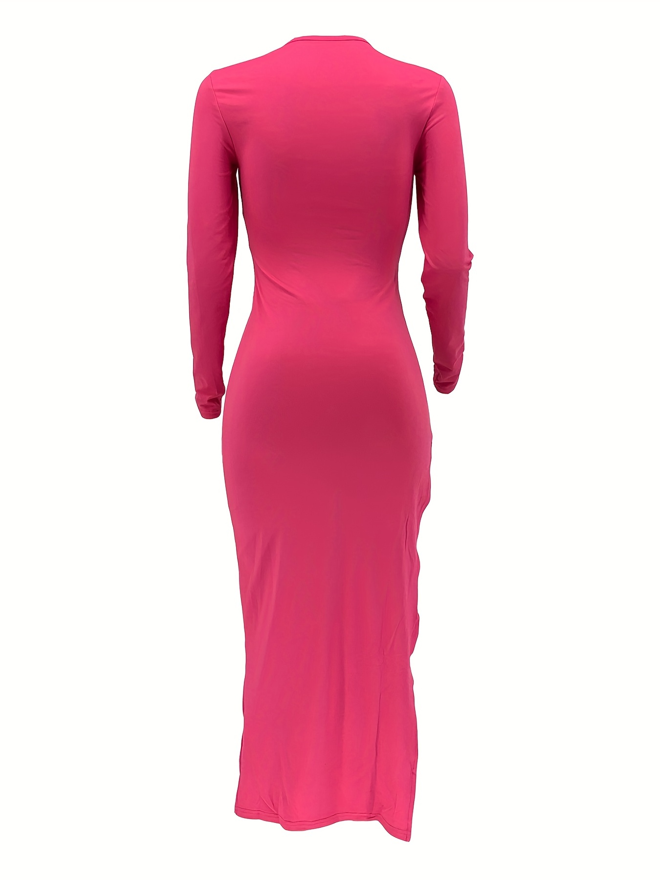 New-design Solid Split Thigh Bodycon Dress (Color : Hot Pink, Size : XL) :  Buy Online at Best Price in KSA - Souq is now : Fashion