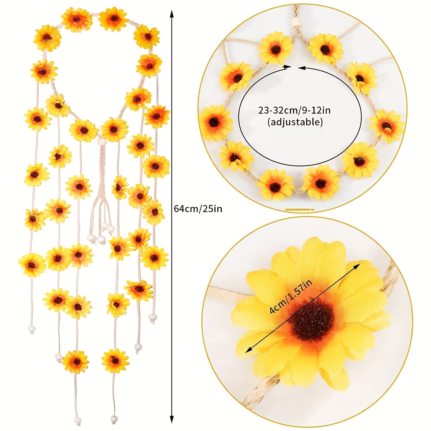 Bohemian Daisy Headband with Tassel for Bride's Headdress