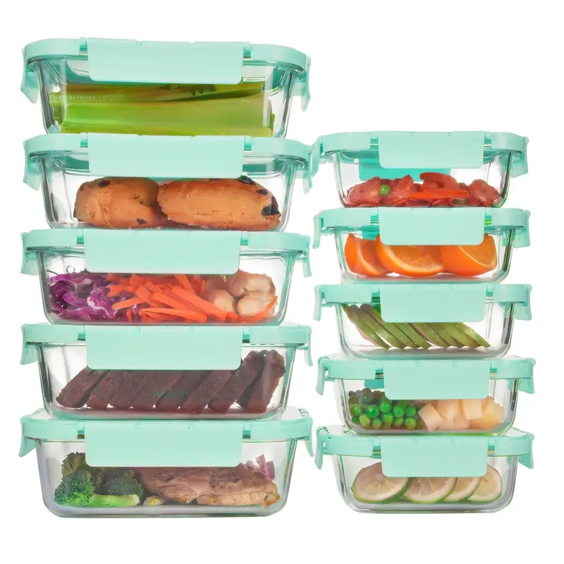 10pcs Glass Food Storage Containers With Airtight Lids, Leak-Proof Meal  Prep Containers With Lids, Dishwasher/Microwave/Oven/Freezer Safe, For Meal  Pr