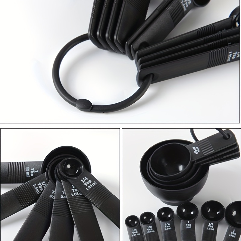 Plastic Black 10 pcs Measuring Cup and Spoon Set, For Home