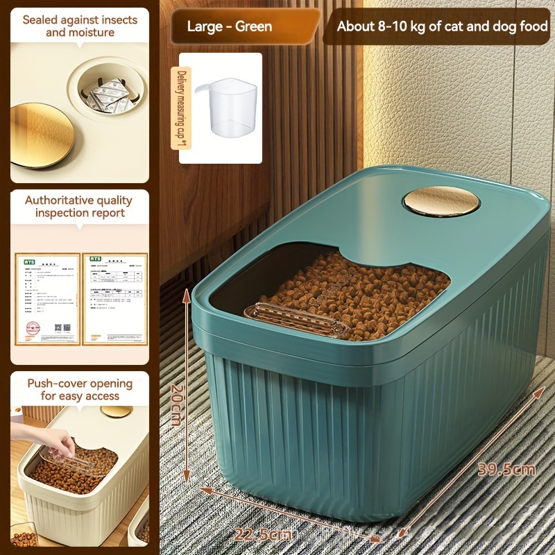 Fashion Pet Food Storage Bucket With Flat Cover, Dog Large Capacity Storage  Sealed Food Box, Household Moisture-proof Cat And Dog Food Preservation  Bucket - Temu