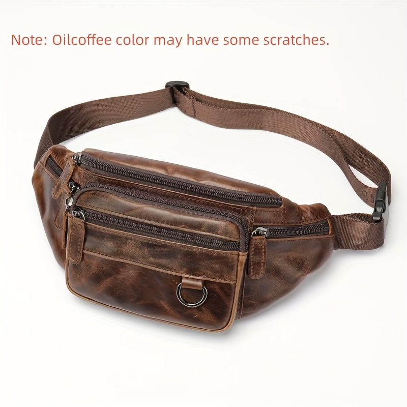  Men's Leather Fanny Pack Waist Bags Vintage Utility Belt Bag  Crossbody Hip Purse Coffee