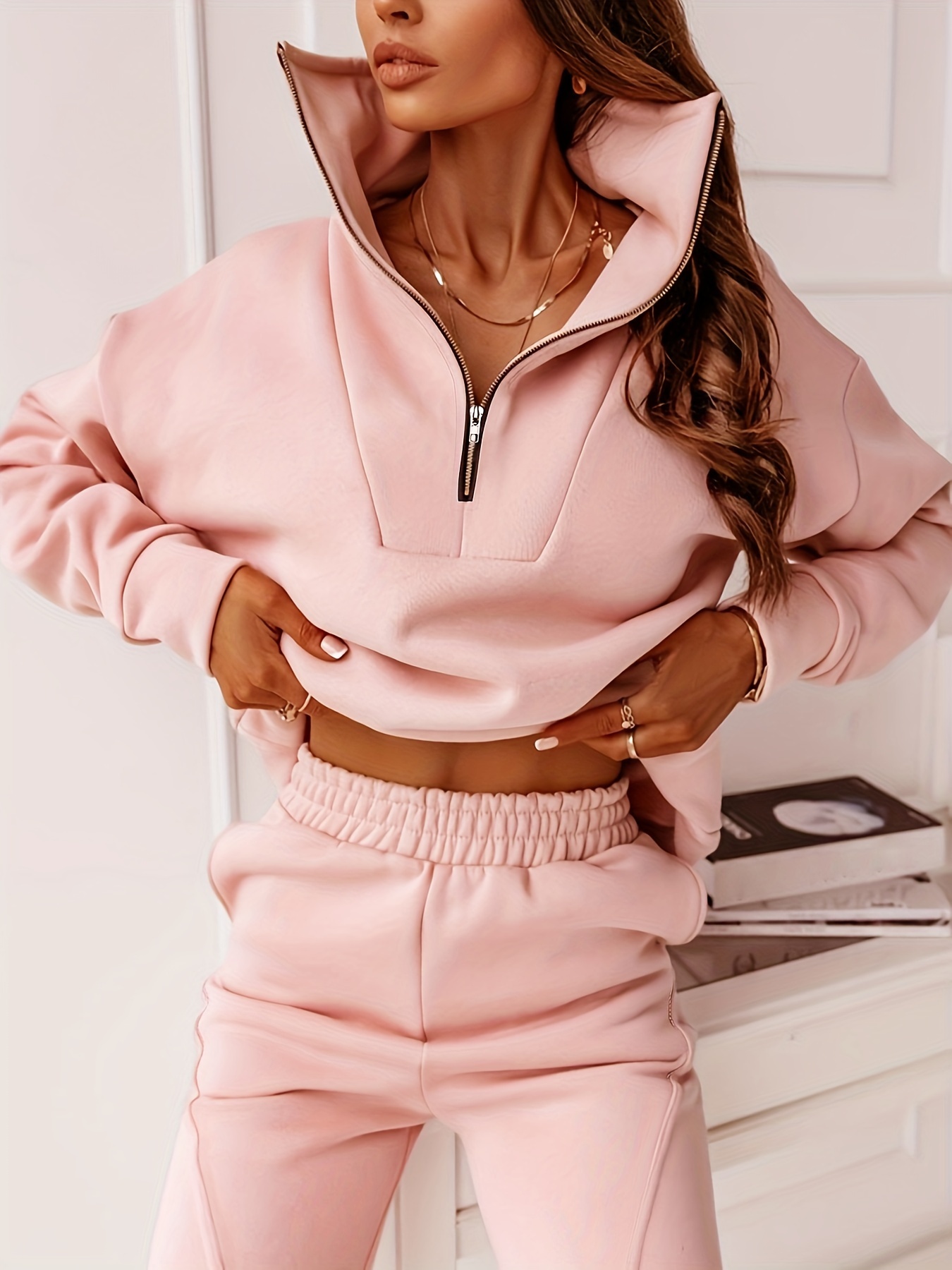 Casual Solid Two piece Set Tie Front Long Sleeve - Temu