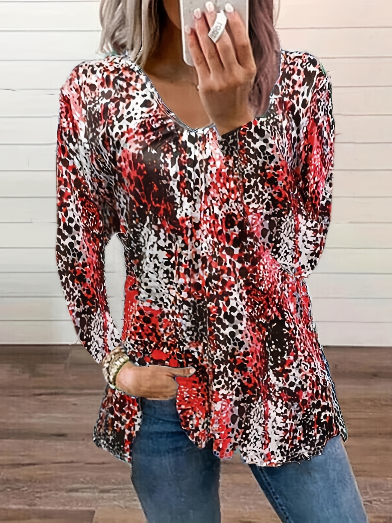 Long Sleeve V Neck Shirt - Temu Canada