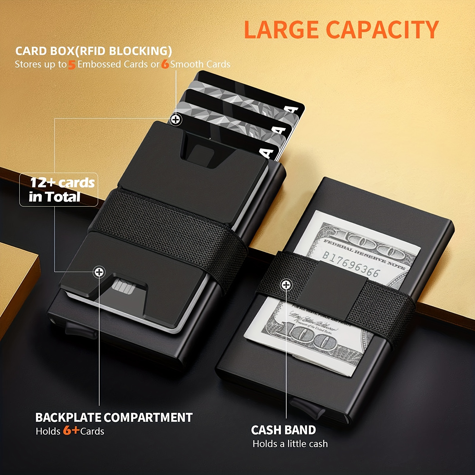 Aluminum Wallet With Elasticity Back Pouch Credit Card Holder Rfid Mini  Slim Wallet Automatic Pop Up Credit Card Case, Free Shipping On Items  Shipped From Temu