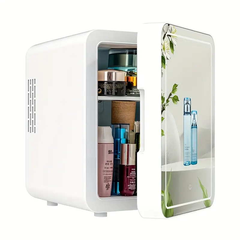 mini fridge 4 liter 6 can portable cooler and warmer personal refrigerator for skincare cosmetics beverage great for office bedroom car details 1
