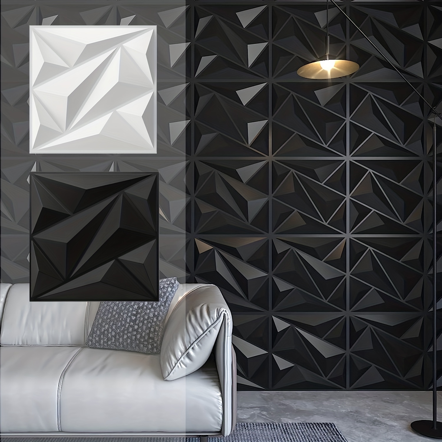 12 x panneaux muraux 3D en PVC, panneaux de plafond, panneaux, plastique  modèle diamant (4,32 m²)