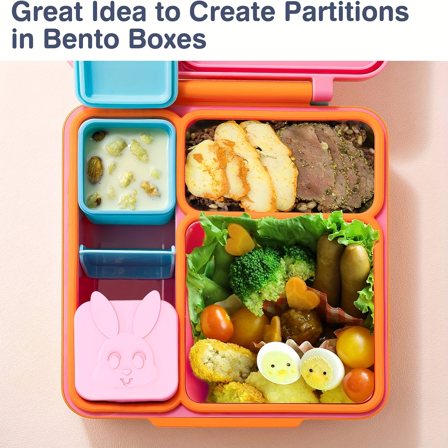  Silicone Lunch Box Dividers, 46 Pcs Bento Bundle Lunch
