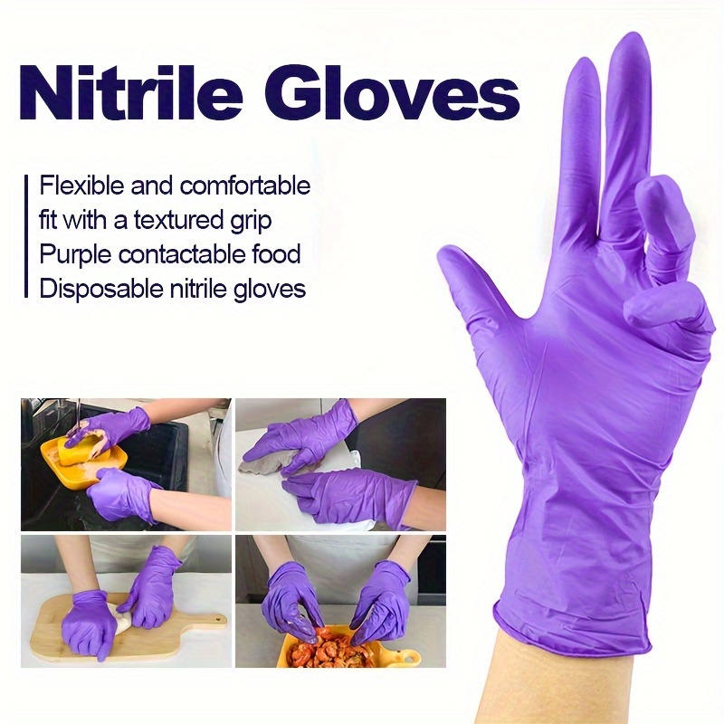 Guantes desechables, 100 guantes de mezcla de nitrilo azul y vinilo no  estériles, sin polvo, sin látex, suministros de limpieza, seguros para  cocina y