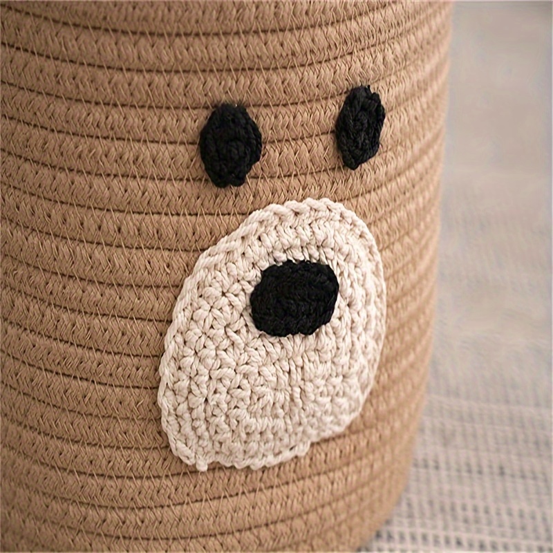 Little Bear Cartoon Round Small Basket Rope Woven Baskets - Temu