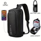 1pc ozuko mens anti theft messenger shoulder bag with usb charging port waterproof anti scratch backpack large capacity chest bag