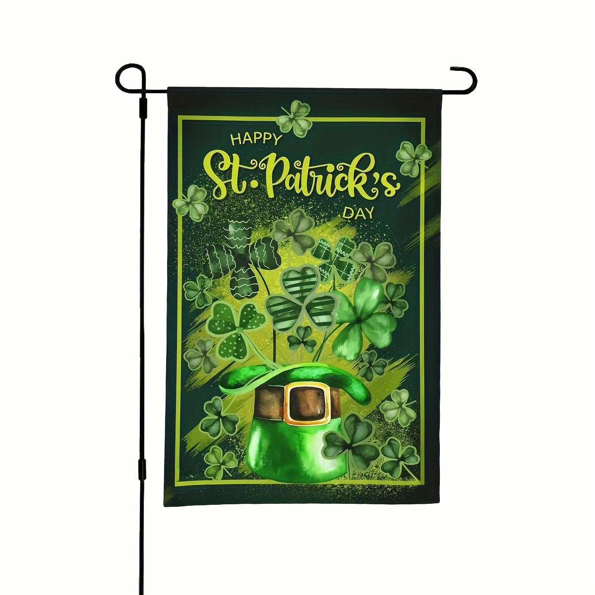 St Patricks Day Door Hanger - Green Clover Garden Flag - Irish Decor