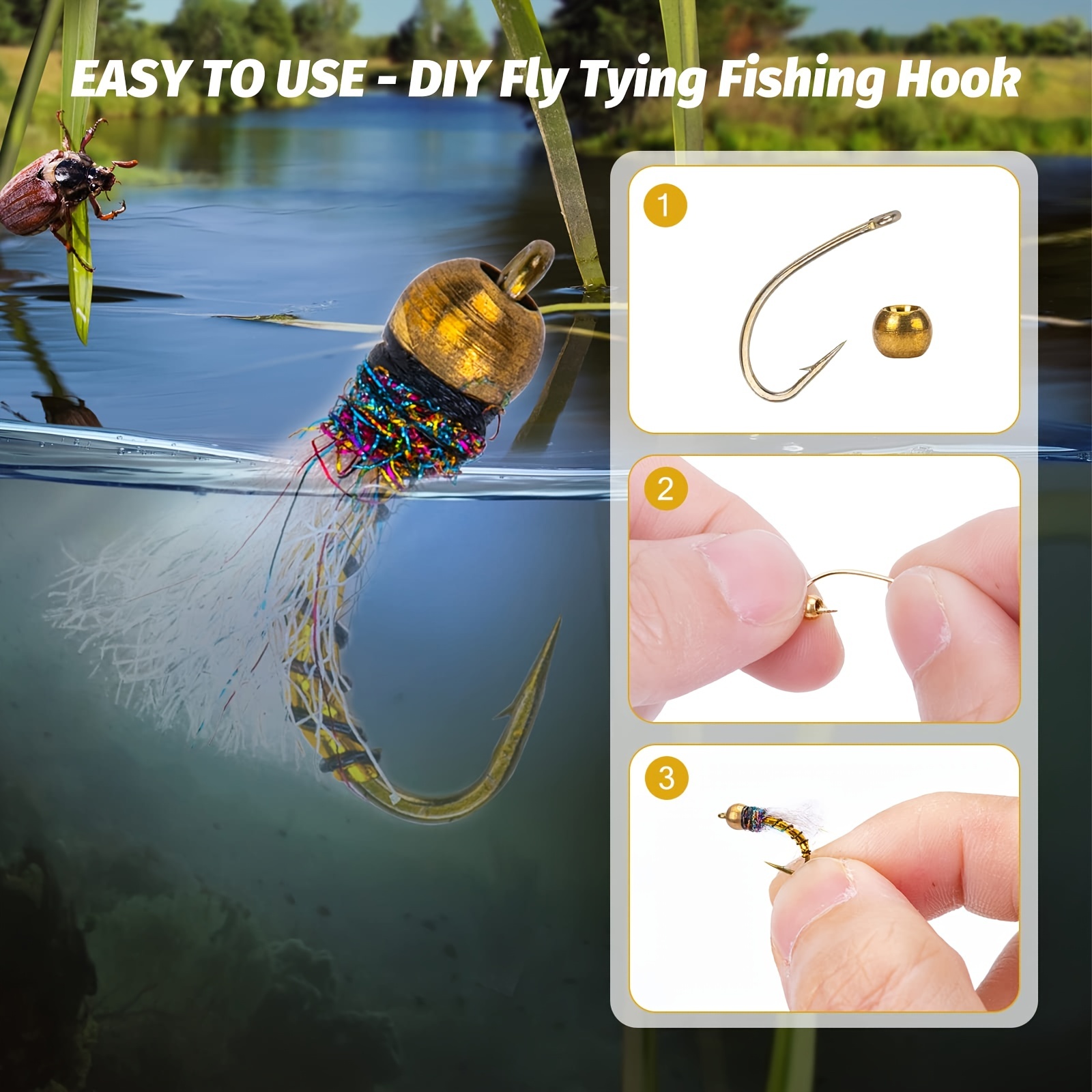 50pcs Fly Tying Fishing Hooks High Carbon Steel Long Shank Barbed Sharp Tip  DIY
