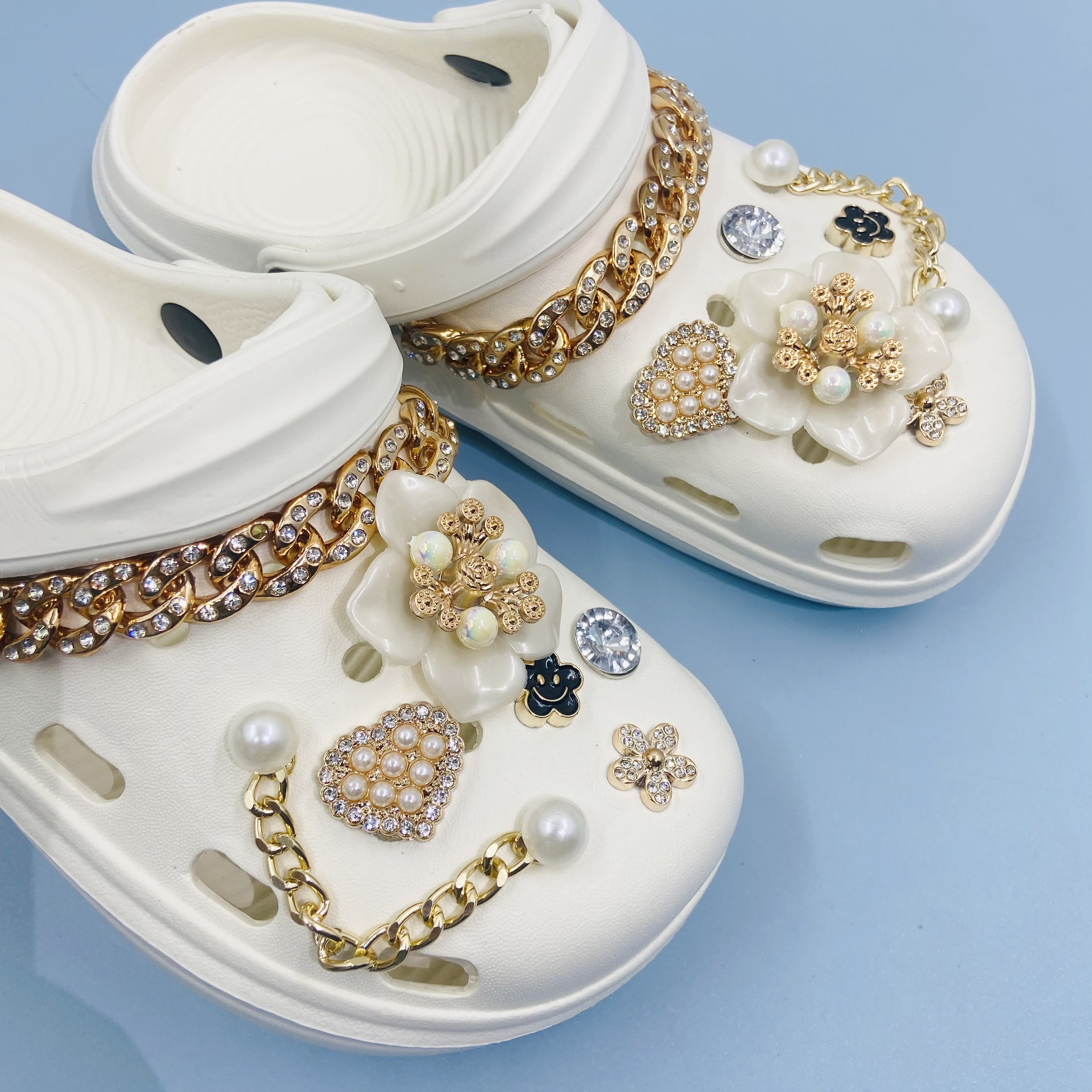 Bling Shoe Charms For Women Gift, Elegant Pearl Rhinestone Shoe Decoration  Charms - Temu