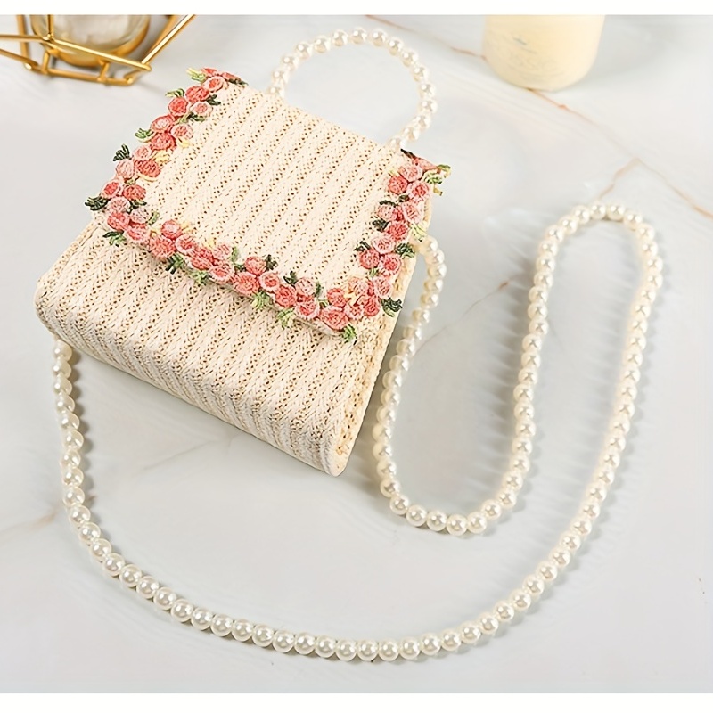2021 Fashion New Female Square Tote bag Quality Woolen Pearl