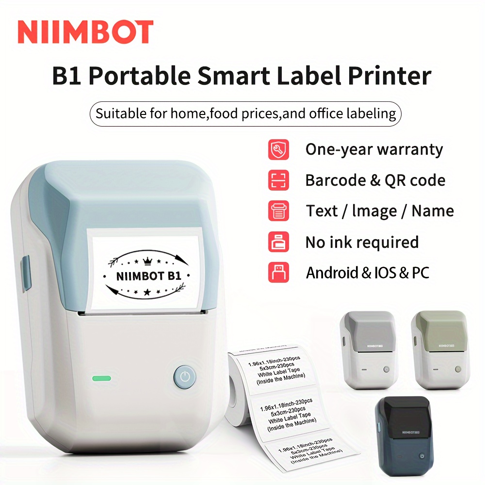 Label Maker Machine With Tape Barcode Label Printer - Mini Portable  Bluetooth Thermal Labeler, Whit
