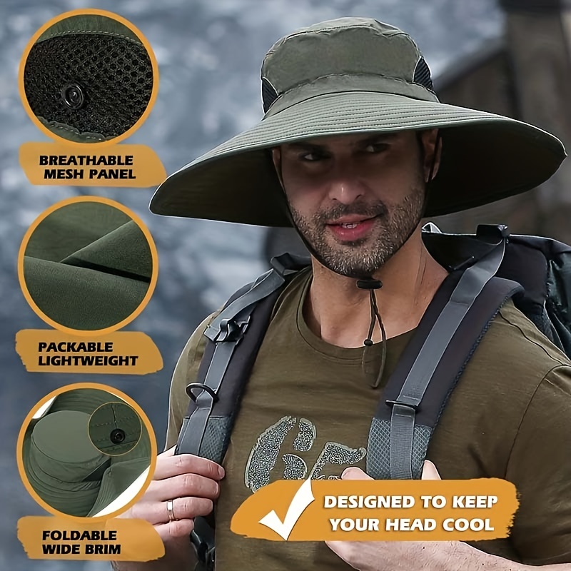 Men's Large Brim Bucket Hat: Outdoor Sun Protection - Temu Canada
