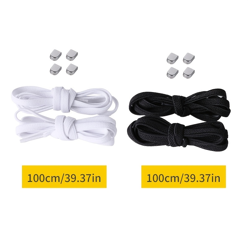 1 Pair No-Tie Shoelaces Quick And Easy Locking System Shoe Ropes Black And  White Spandex Shoelaces For Adults
