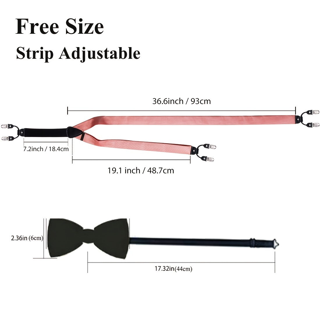 Barry Wang Mens Suspender Tie Set Adjustable Clips Y Type