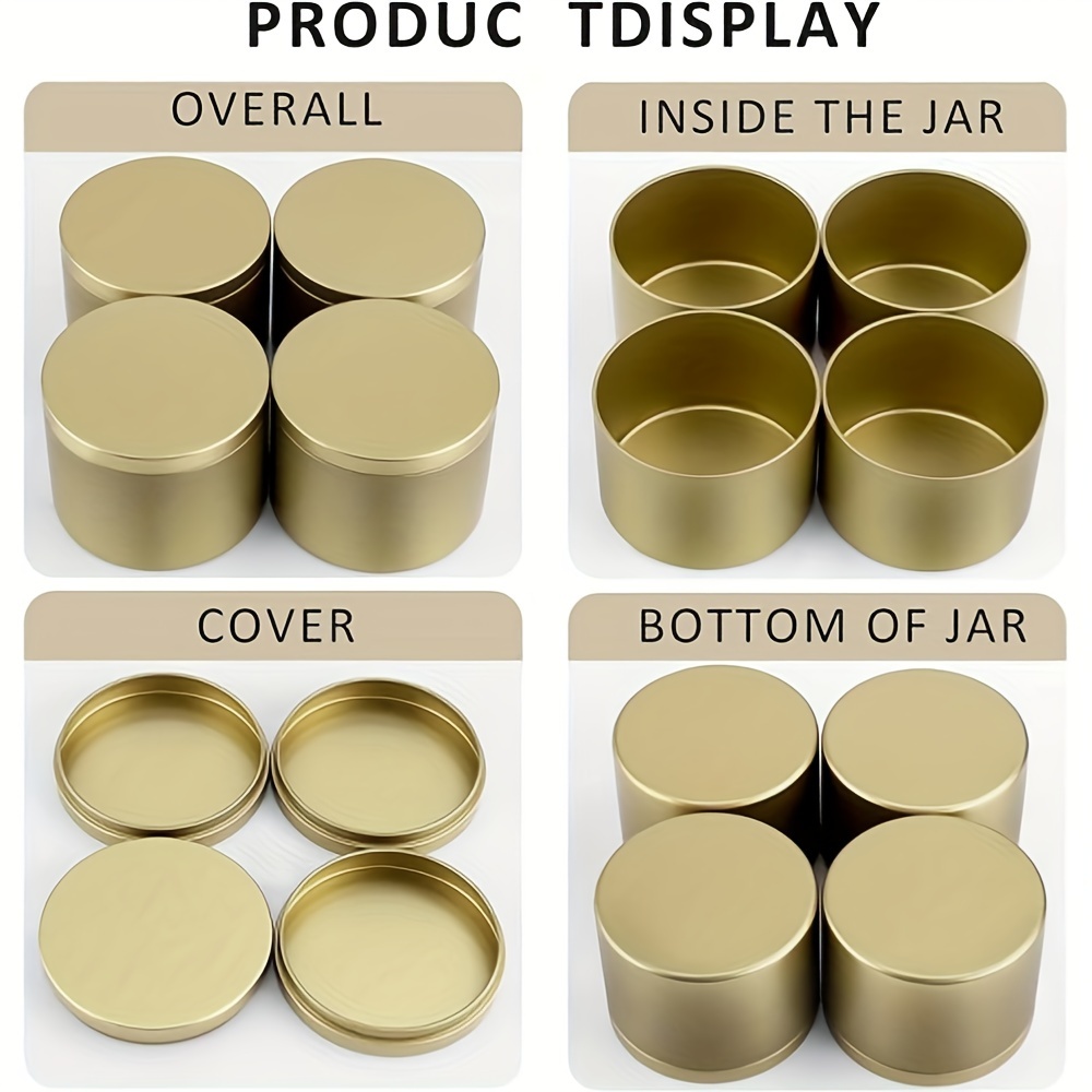 Round Metal Candle Jars With Lids, Portable Empty Storage