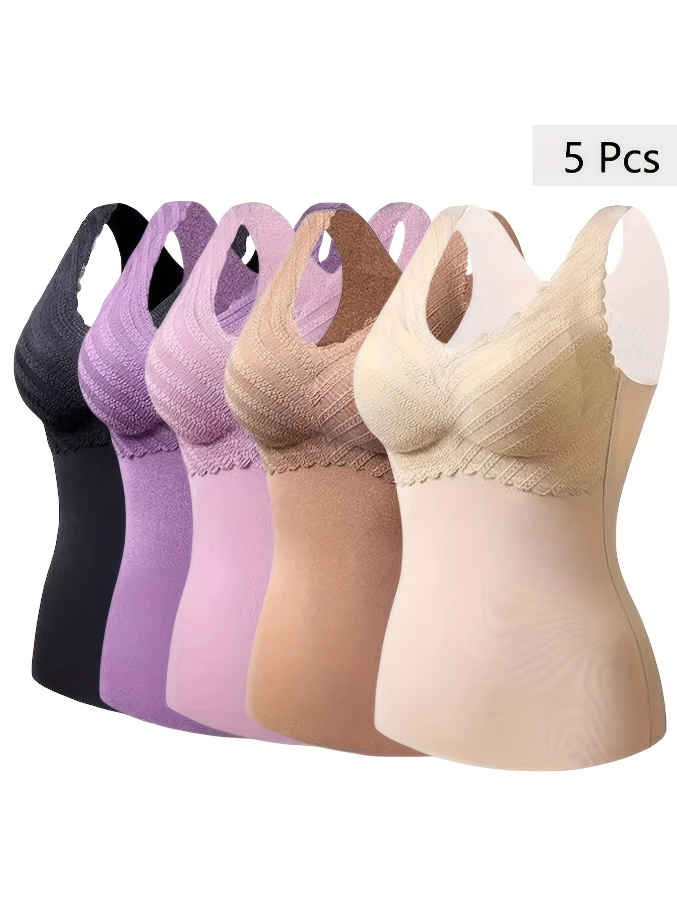 2 in 1 Built in Bra Thermal Tank Top Lace Decor Carefree - Temu Kuwait