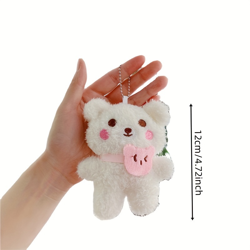 1pc, Cute Bear Bunny Plush Toy Doll Bag Pendant Small Keychain Christmas Party Gift Thanksgiving Gift Key Chain Halloween Decor Doll,Temu