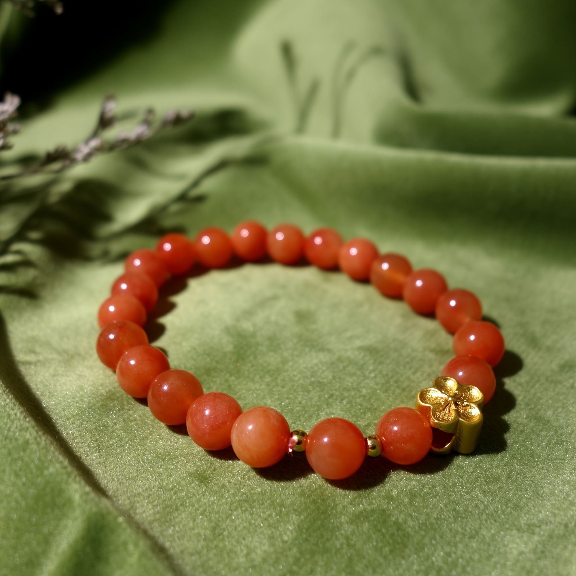 Red Jade Bracelet Stretch / Large (8 Inches)