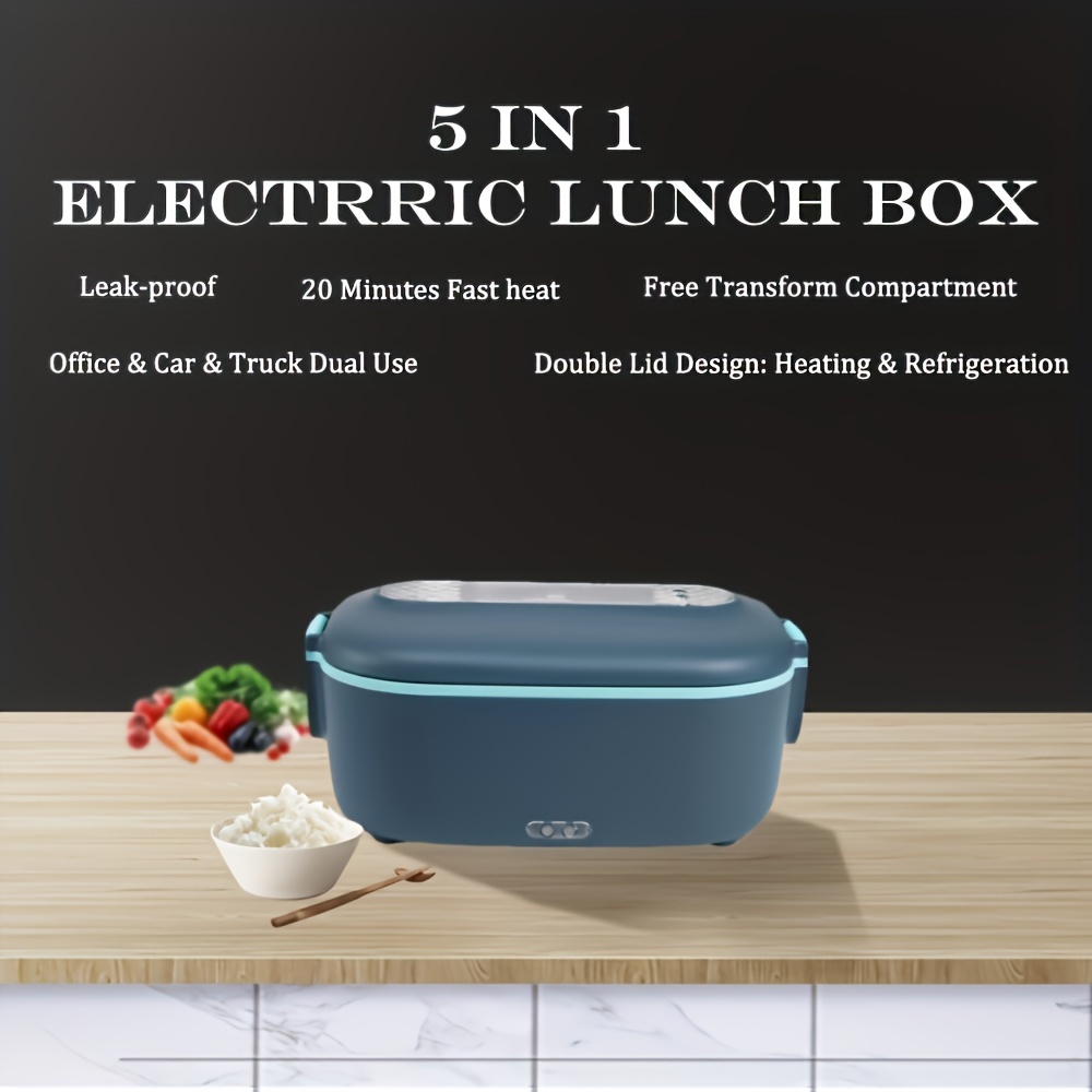Electric Lunch Box, Portable Food Warmer With Removable Stainless Steel  Container, 2 Compartments, Car Boats Office Use