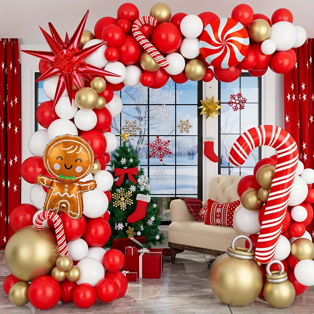 Vente Kit de voûte de ballons de Noël Guirlande Père Noël Décoration de Noël  Fête des ballons - Banggood Français Mobile