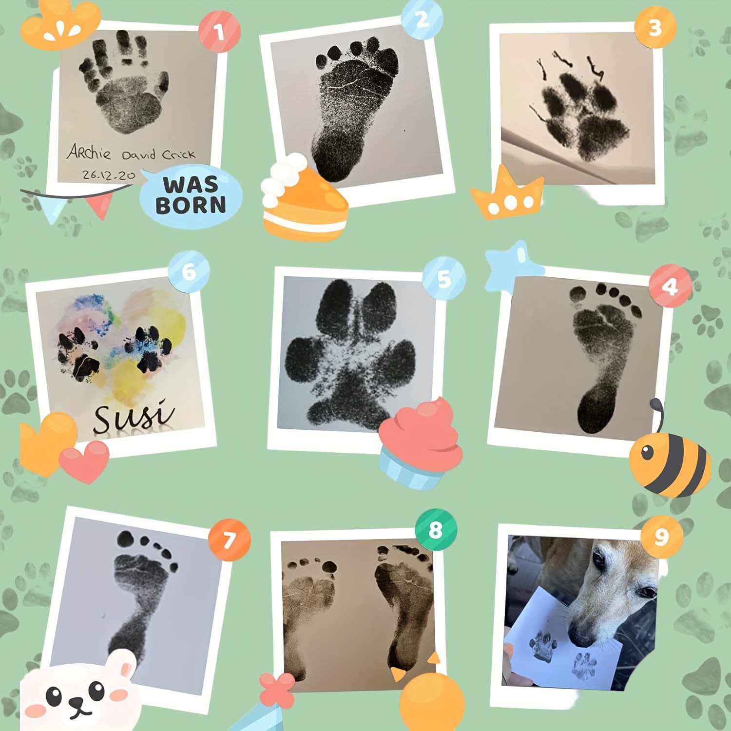 Ink Pad Newborn Baby Footprint Handprint Pet Paw Print Kit Safe Non-Toxic  Ink Free Baby Hand and Footprint Stamp for Baby Shower