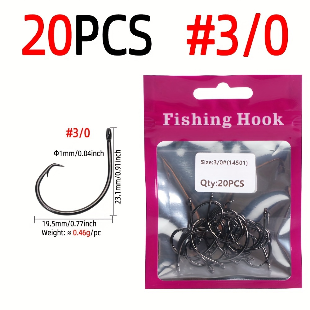 20pcs Single Fishing Hooks Big Eye Fishhooks High Carbon Steel Hook Sea  Fishing