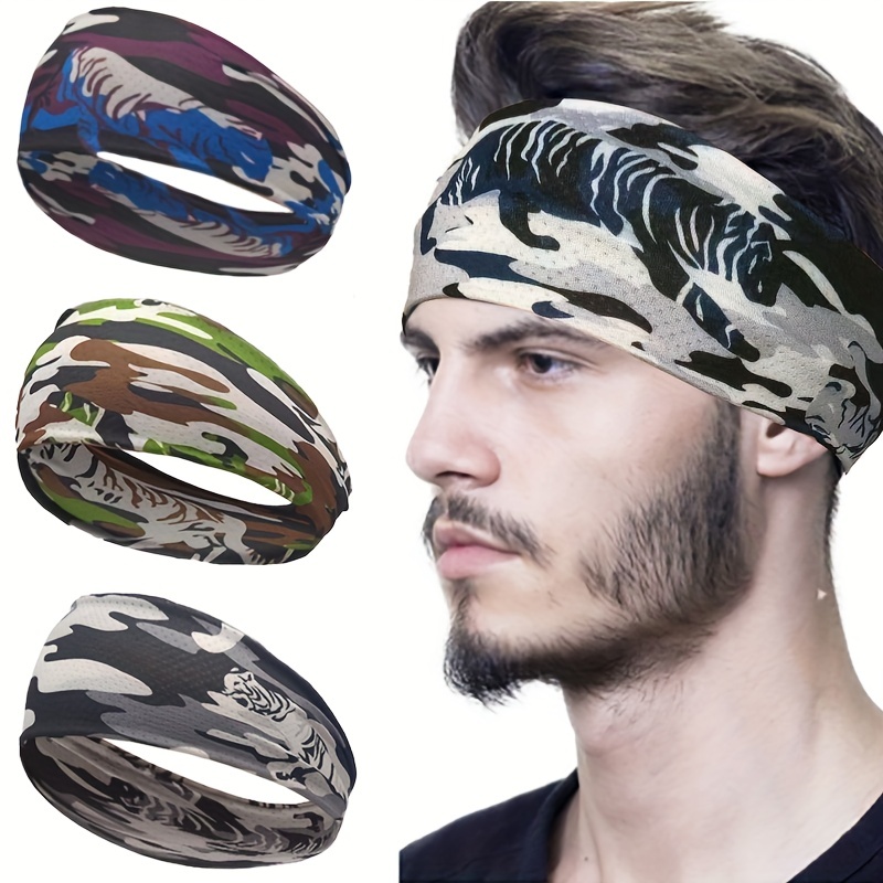 New Mens Ice Silk Sports Headband Running Fitness Sweat Absorption Bandana  Camouflage Elastic Breathable Headband, Free Shipping On Items Shipped  From Temu