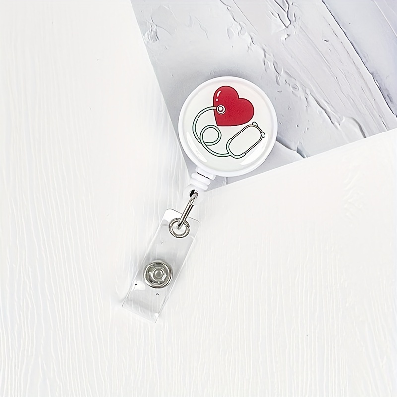 1pc Nurses Doctors Retractable Badge Reels Kawaii Cartoon Pattern Uniform Pocket Clips Work Card Holder Hospital Supplies,Food,Cat,Anime,Flower