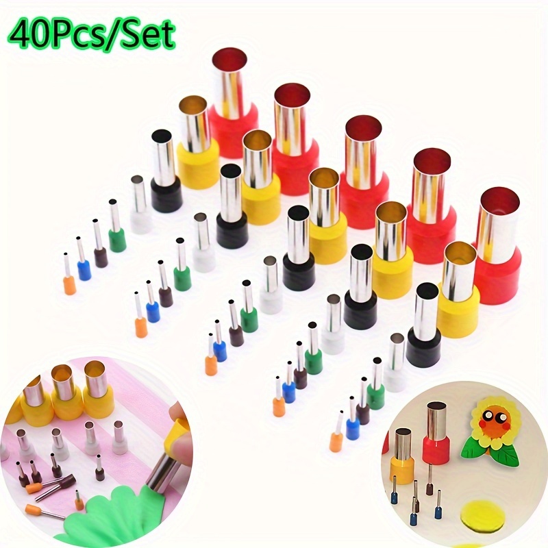

40pcs Mini Clay Cutters Earring Hole Hollow Round Cutter Pottery Tools Polymer Clay Tools Clay Extruder