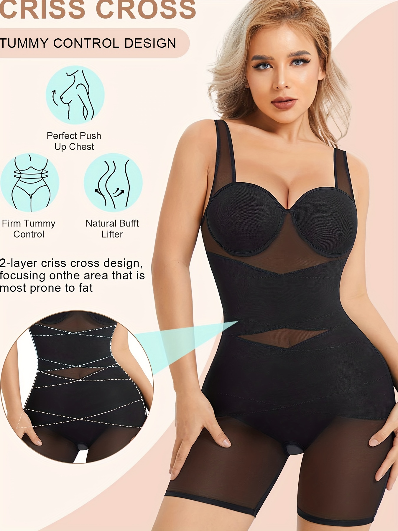 CrissCross Tummy Control Shaping Open Bust Bodysuit