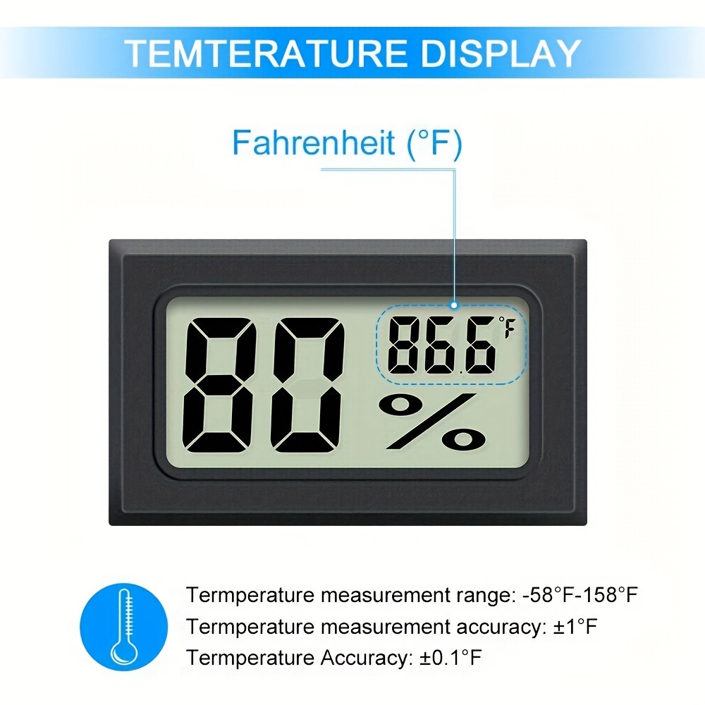 Mini Hygrometer Thermometer Digital Lcd Display Indoor/outdoor Hygrometer  Hygrometer Dehumidifier Greenhouse Reptile Plant Hygrometer Switchable  Fahrenheit(°f) Or Celsius(°c) - Temu