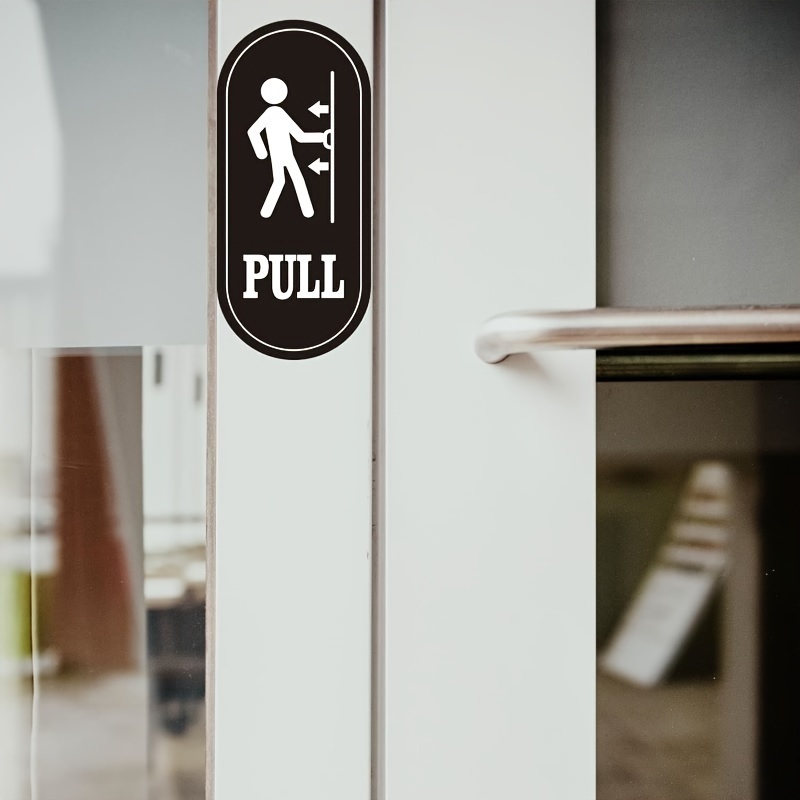 6pcs Creative Door Stickers Push Pull Door Sign Stickers Simplicity Door  Sign Decals for Office Restaurant Supermarket 